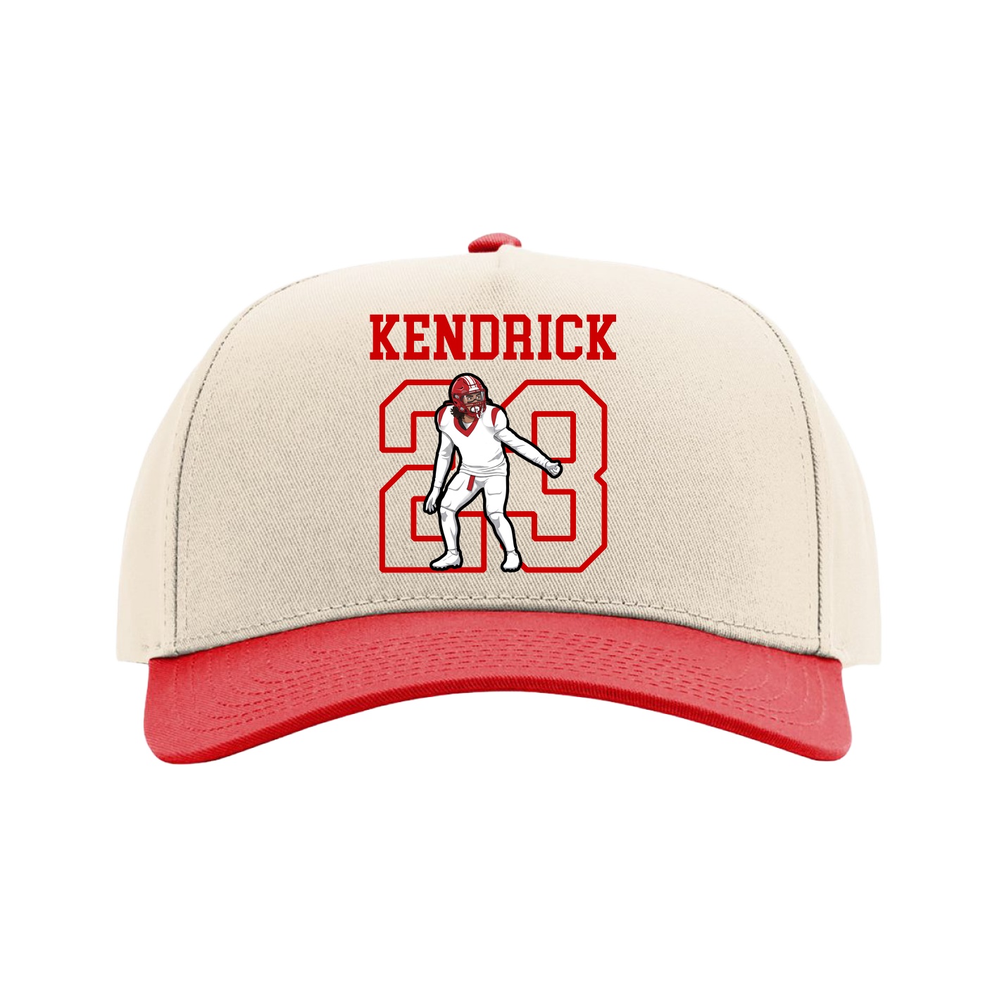 Full Fabric Five-Panel Champ Cap — Shirsey in Cream/Red