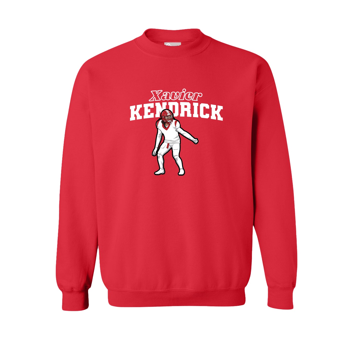 Fleece Crew — Name Arch in Red