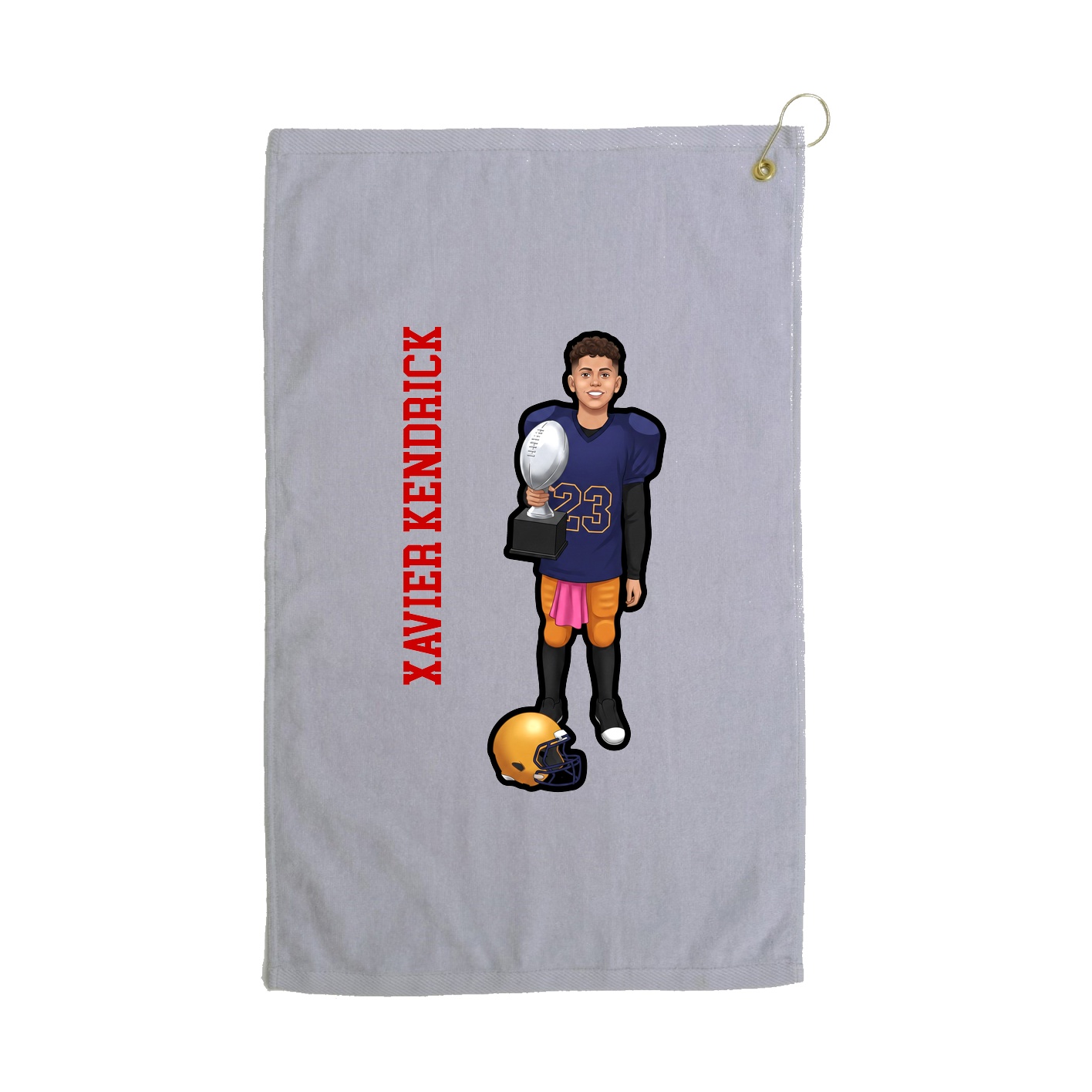 Golf Towel — Name Vertical in Grey