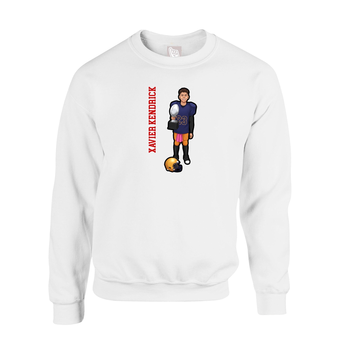 Fleece Crew — Name Vertical in White