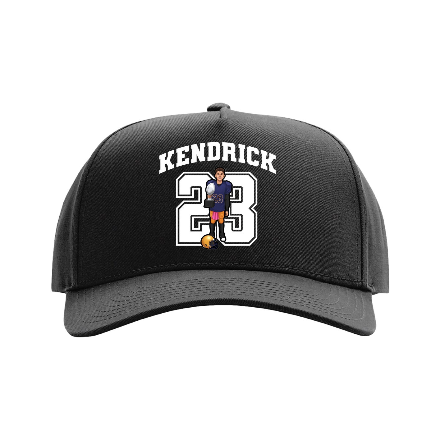 Full Fabric Five-Panel Champ Cap — Number in Black