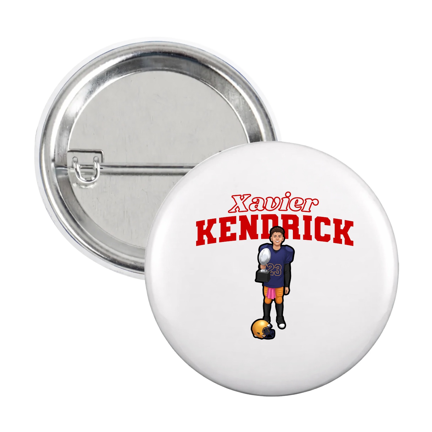 Game Day Button — Name Arch in White