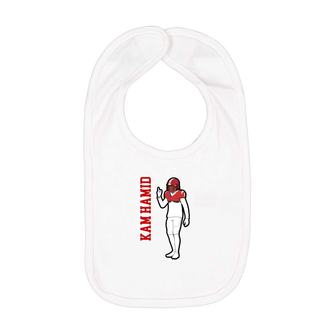 Infant Bib — Name Vertical in White