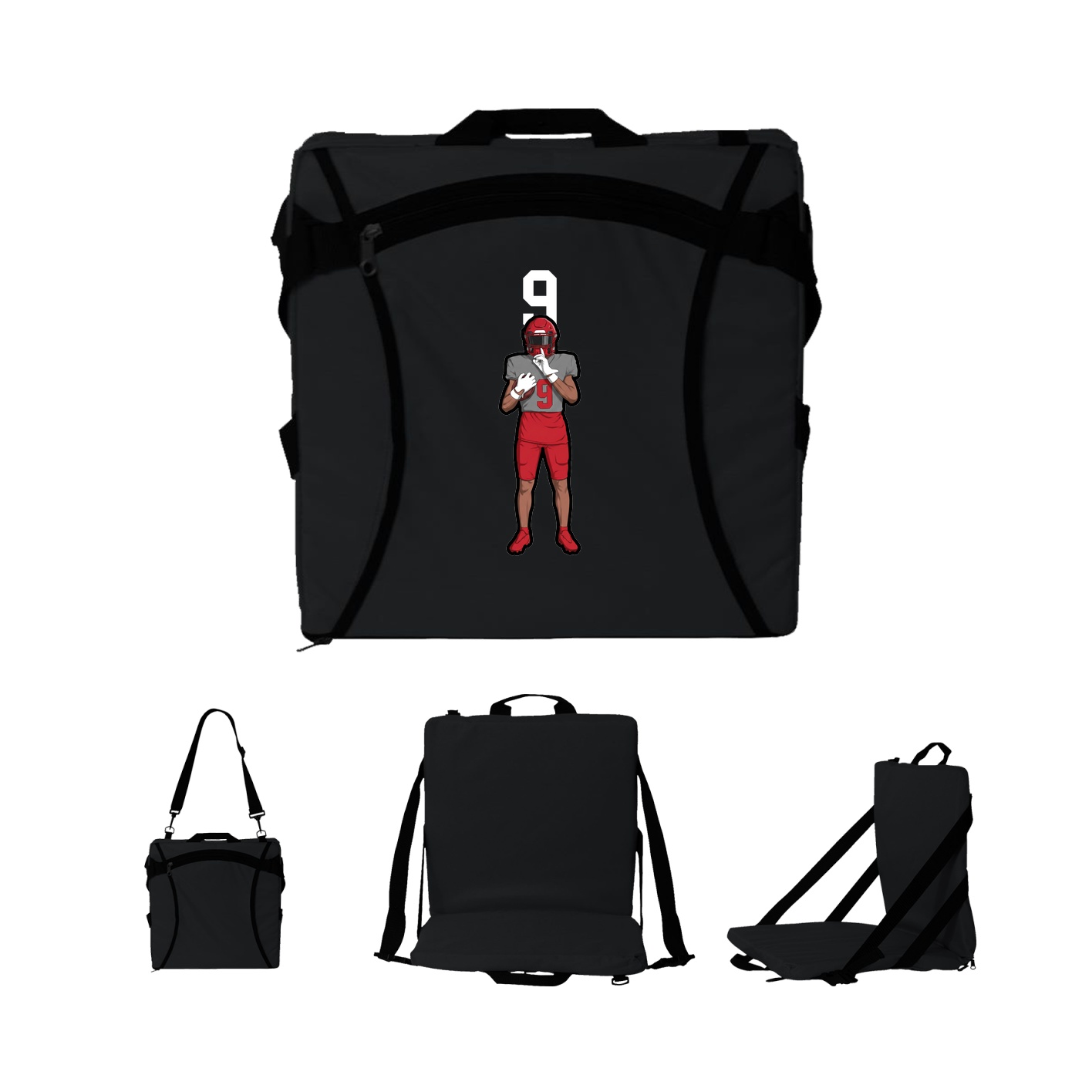 Folding Stadium Seat — Number Top in Black