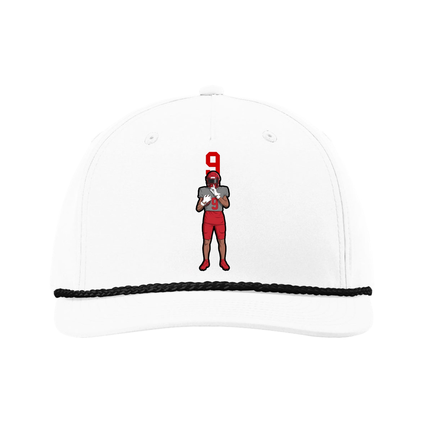 Five-Panel Classic Rope Cap — Number Top in White
