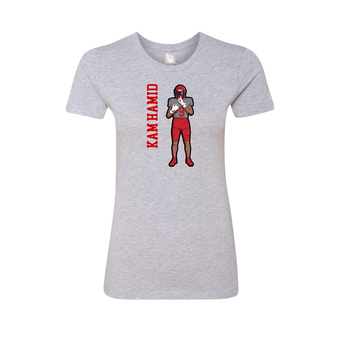 Womens Tee — Name Vertical in Grey