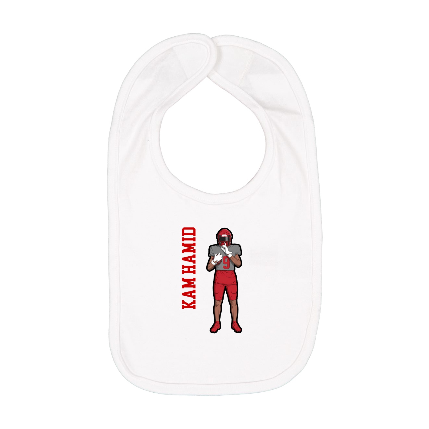 Infant Bib — Name Vertical in White