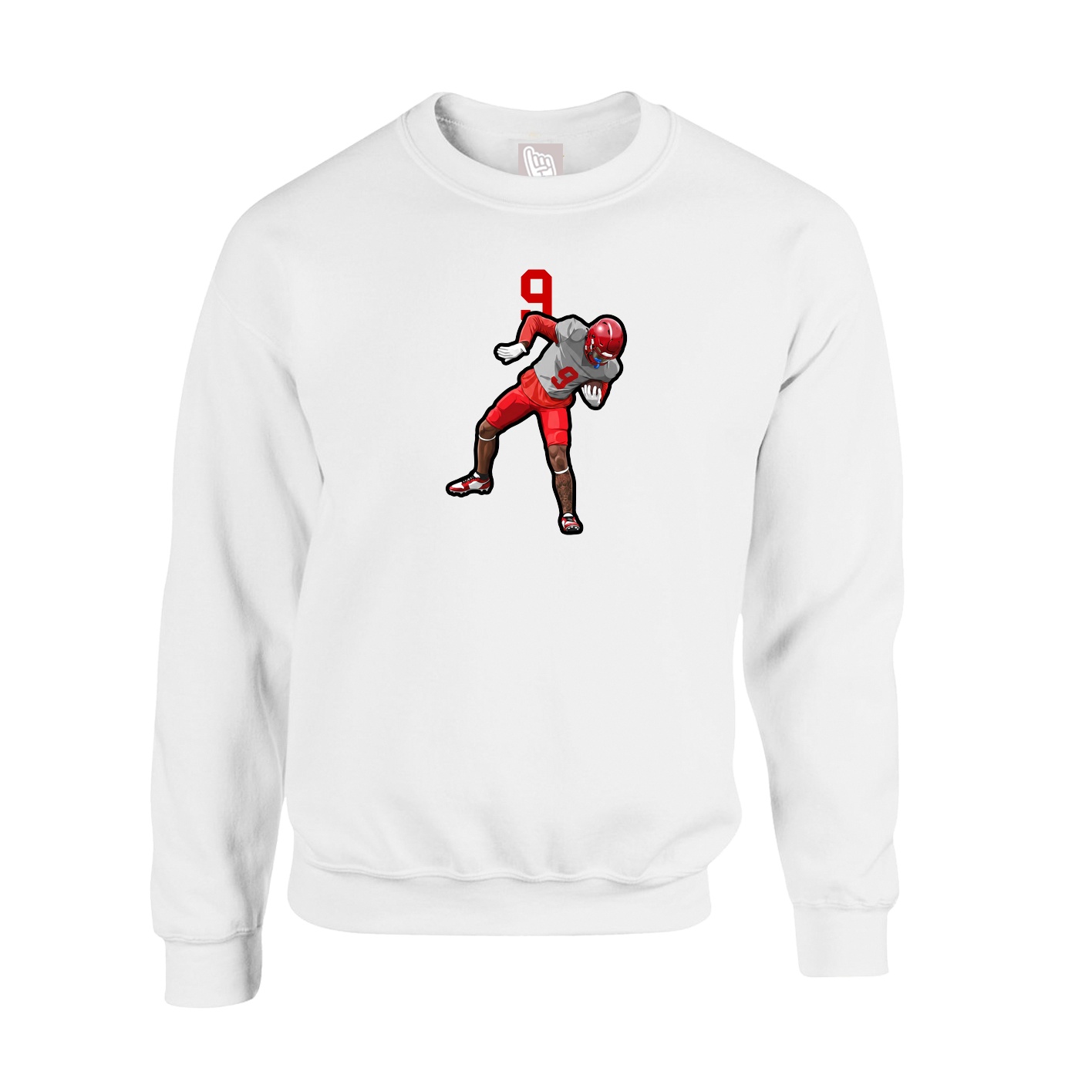 Fleece Crew — Number Top in White