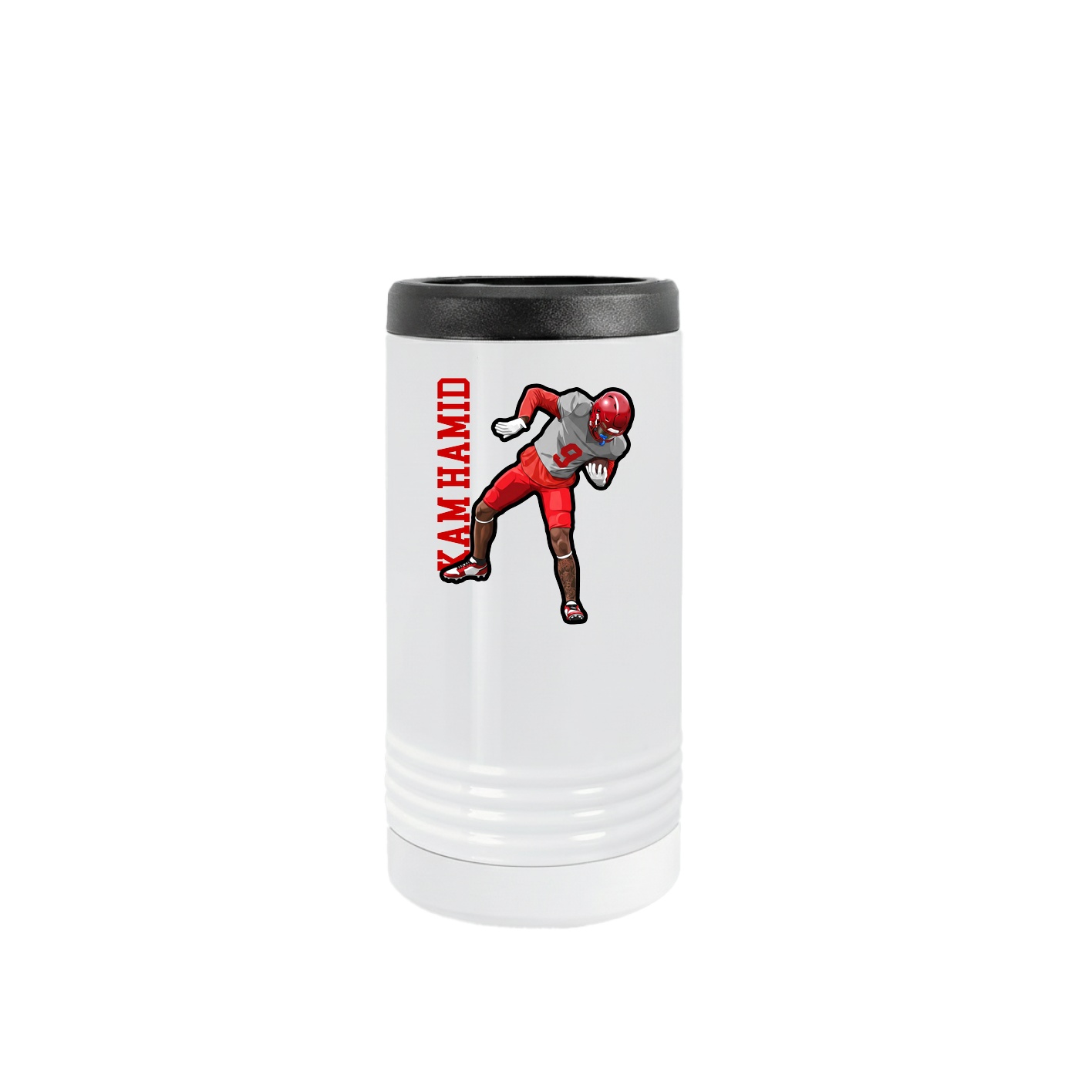 Slim Beverage Holder — Name Vertical in White