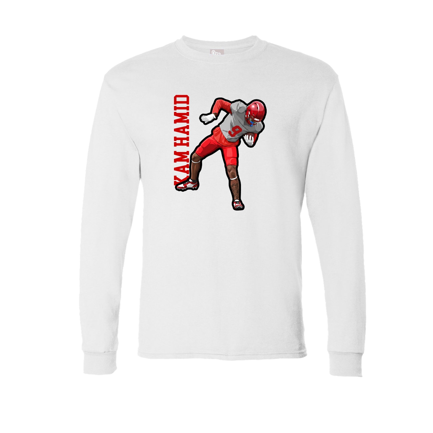 Long Sleeve Tee — Name Vertical in White