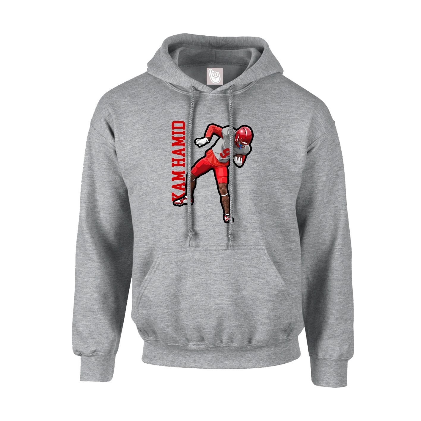 Hoodie — Name Vertical in Grey