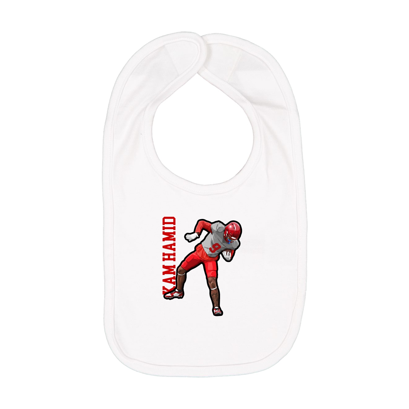 Infant Bib — Name Vertical in White