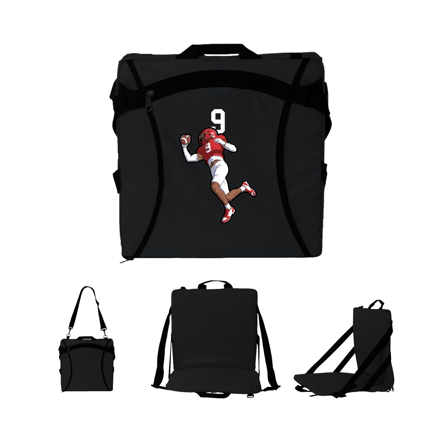 Folding Stadium Seat — Number Top in Black