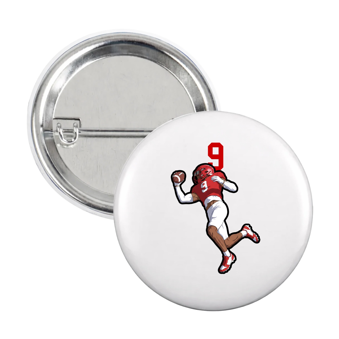 Game Day Button — Number Top in White