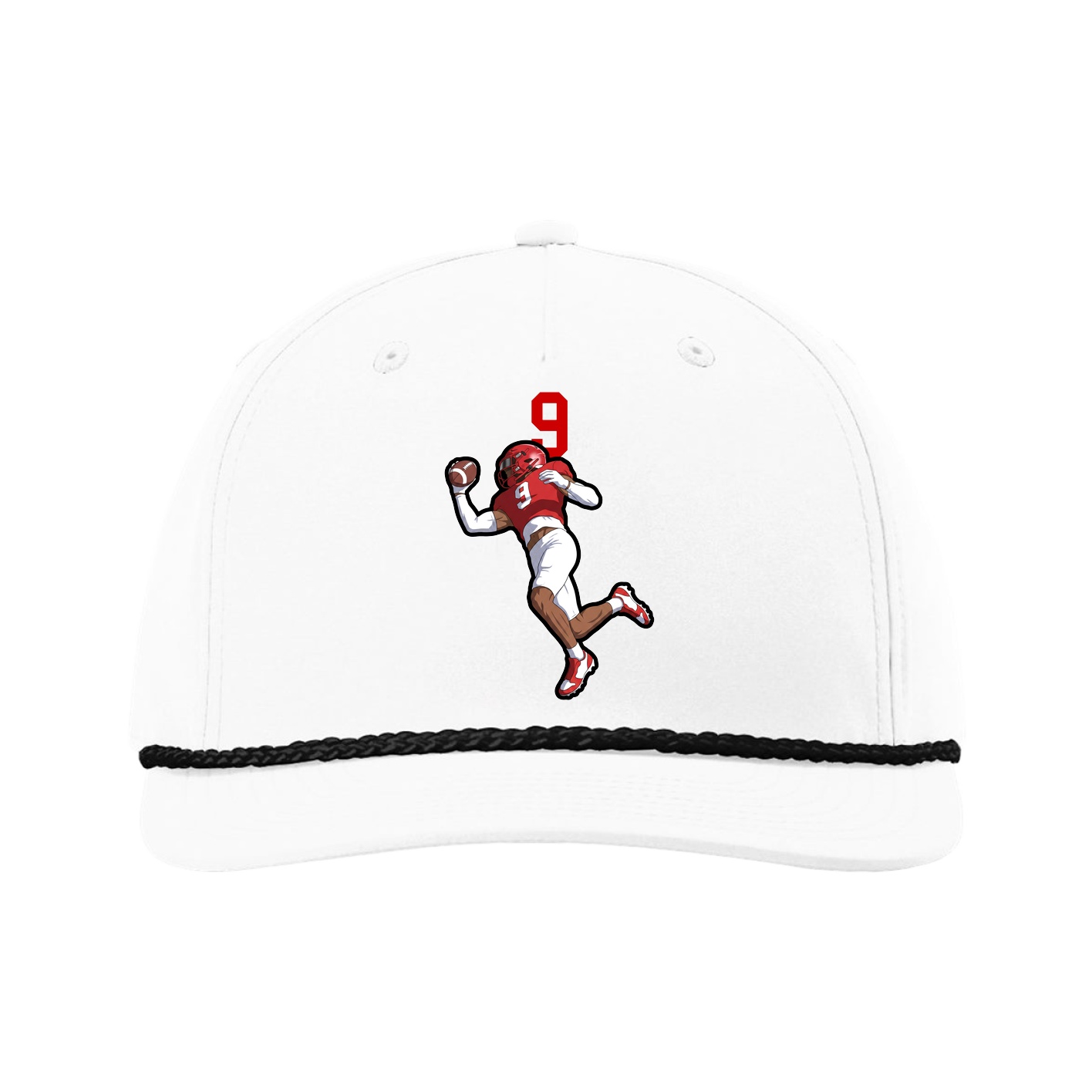 Five-Panel Classic Rope Cap — Number Top in White