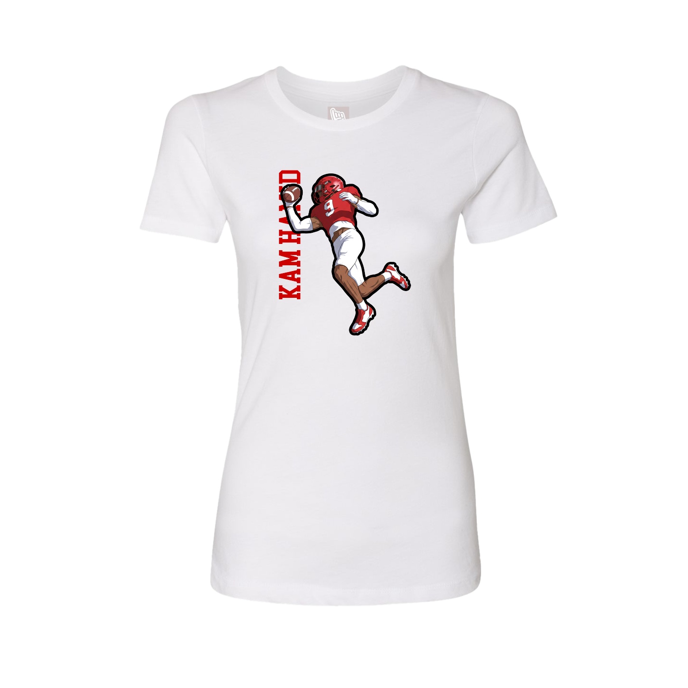 Womens Tee — Name Vertical in White