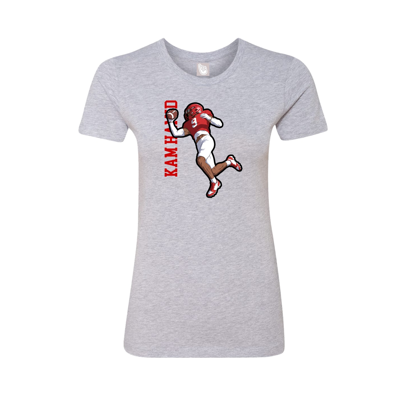 Fitted Women's Tee — Name Vertical in Grey