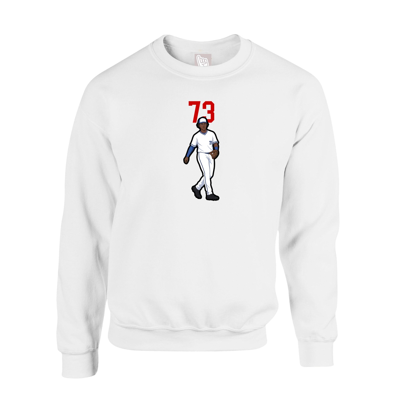 Fleece Crew — Number Top in White
