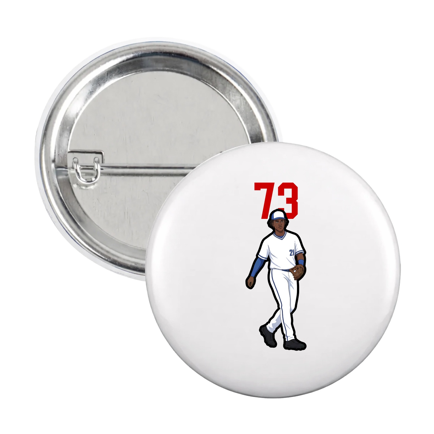 Game Day Button — Number Top in White