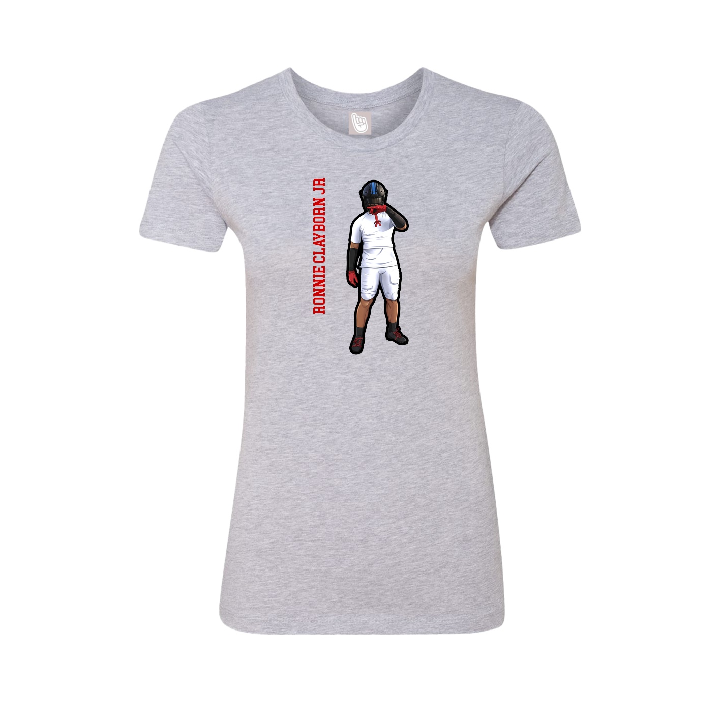 Fitted Women's Tee — Name Vertical in Grey