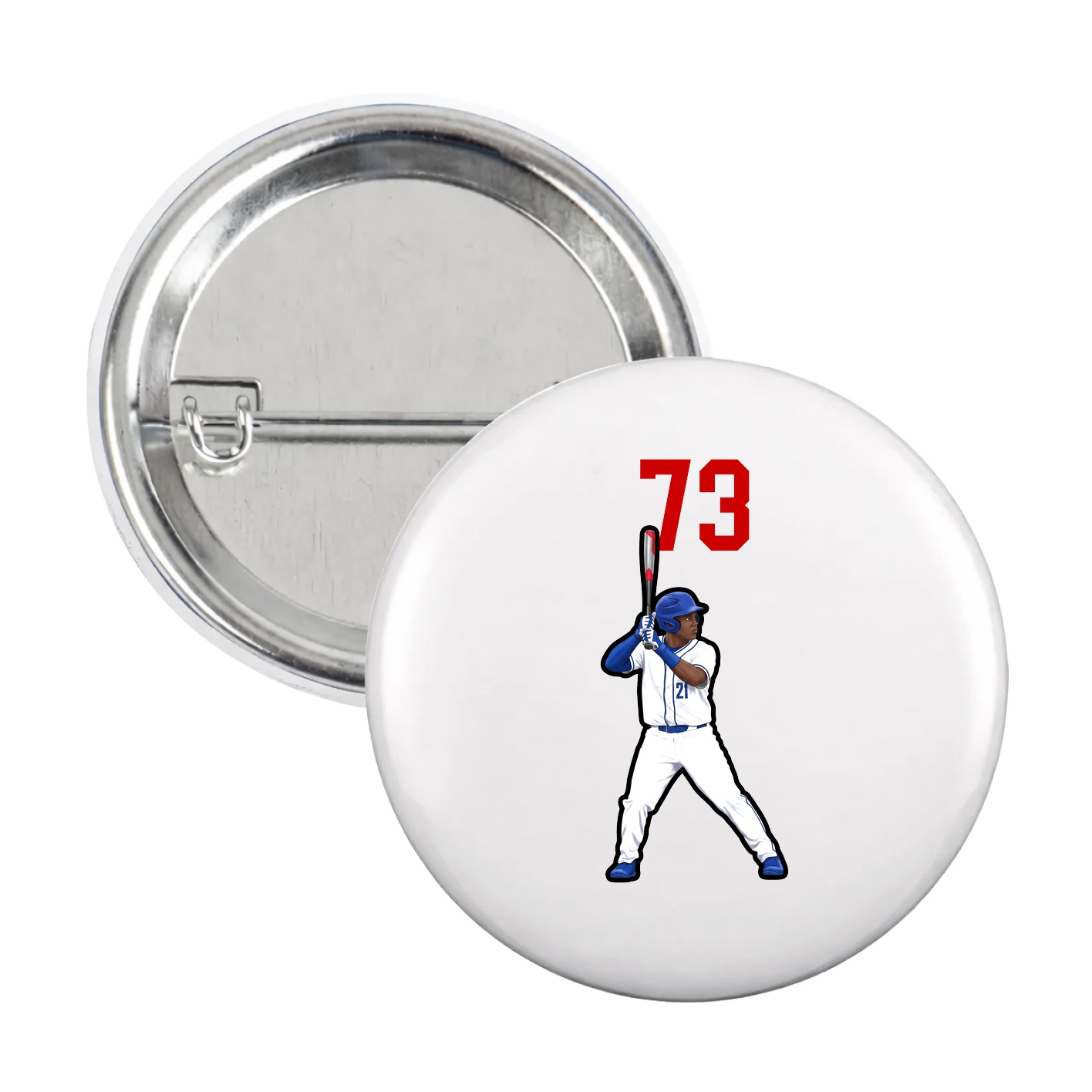 Game Day Button — Number Top in White