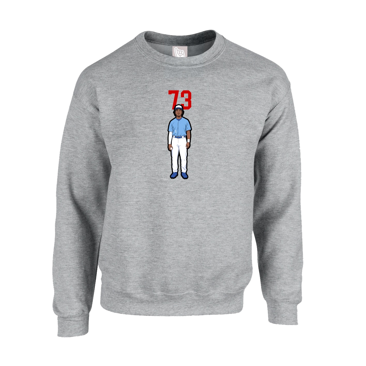 Fleece Crew — Number Top in Grey
