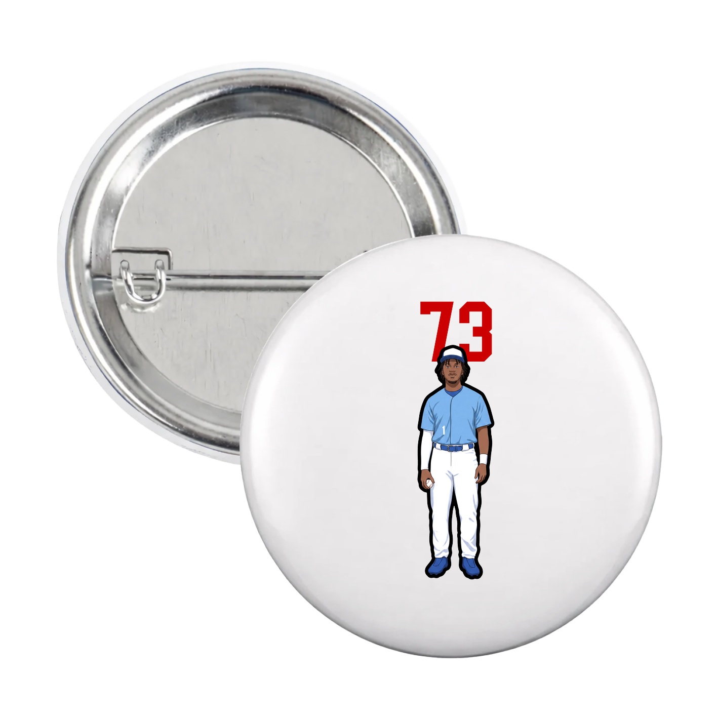 Game Day Button — Number Top in White