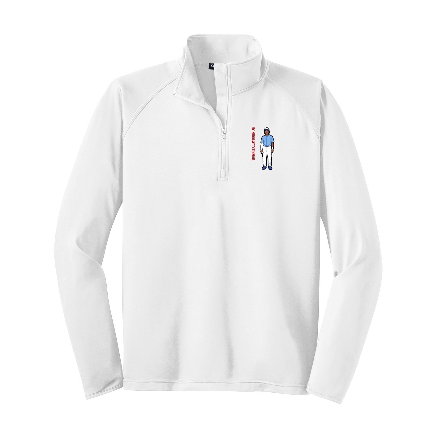 Q-Zip Pullover — Name Vertical in White