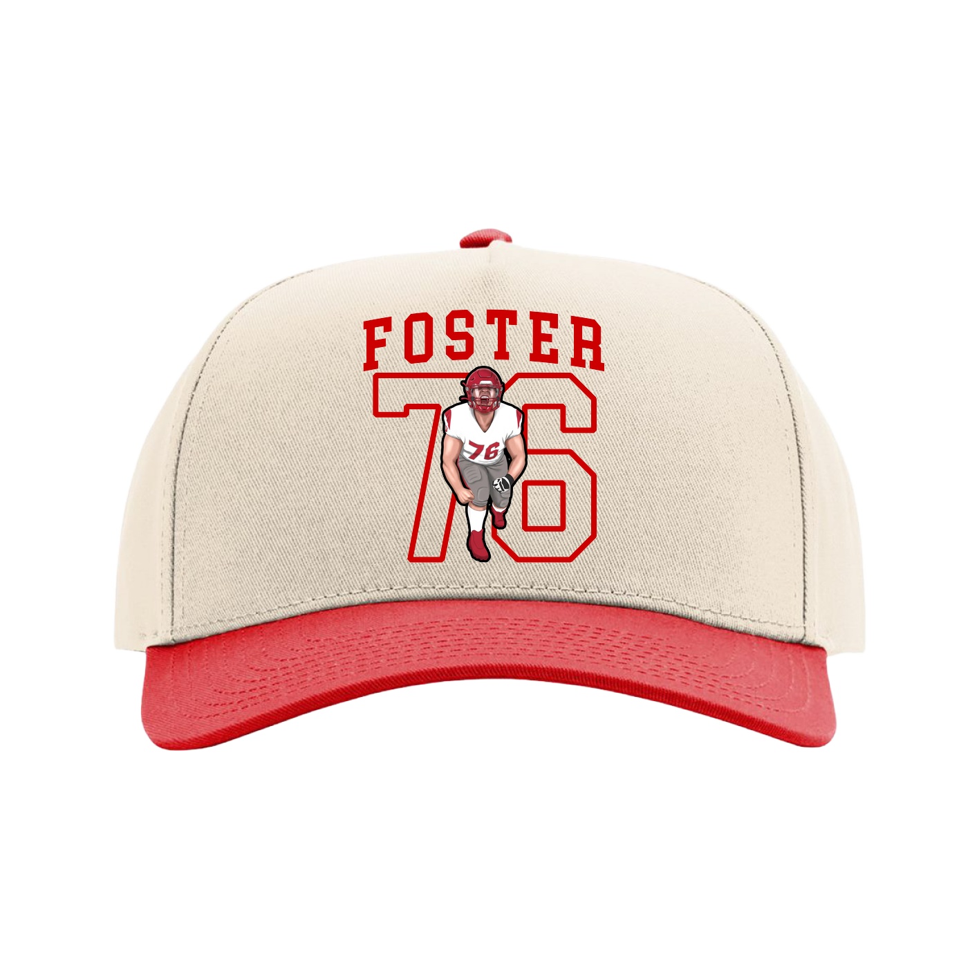 Full Fabric Five-Panel Champ Cap — Shirsey in Cream/Red