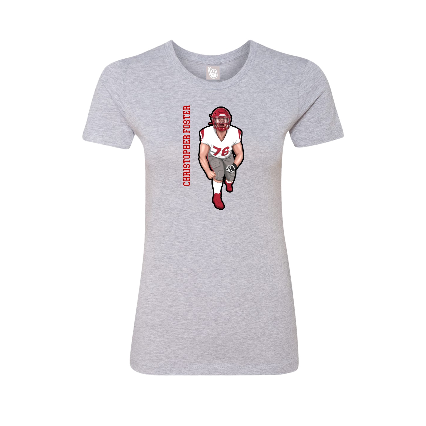 Fitted Women's Tee — Name Vertical in Grey