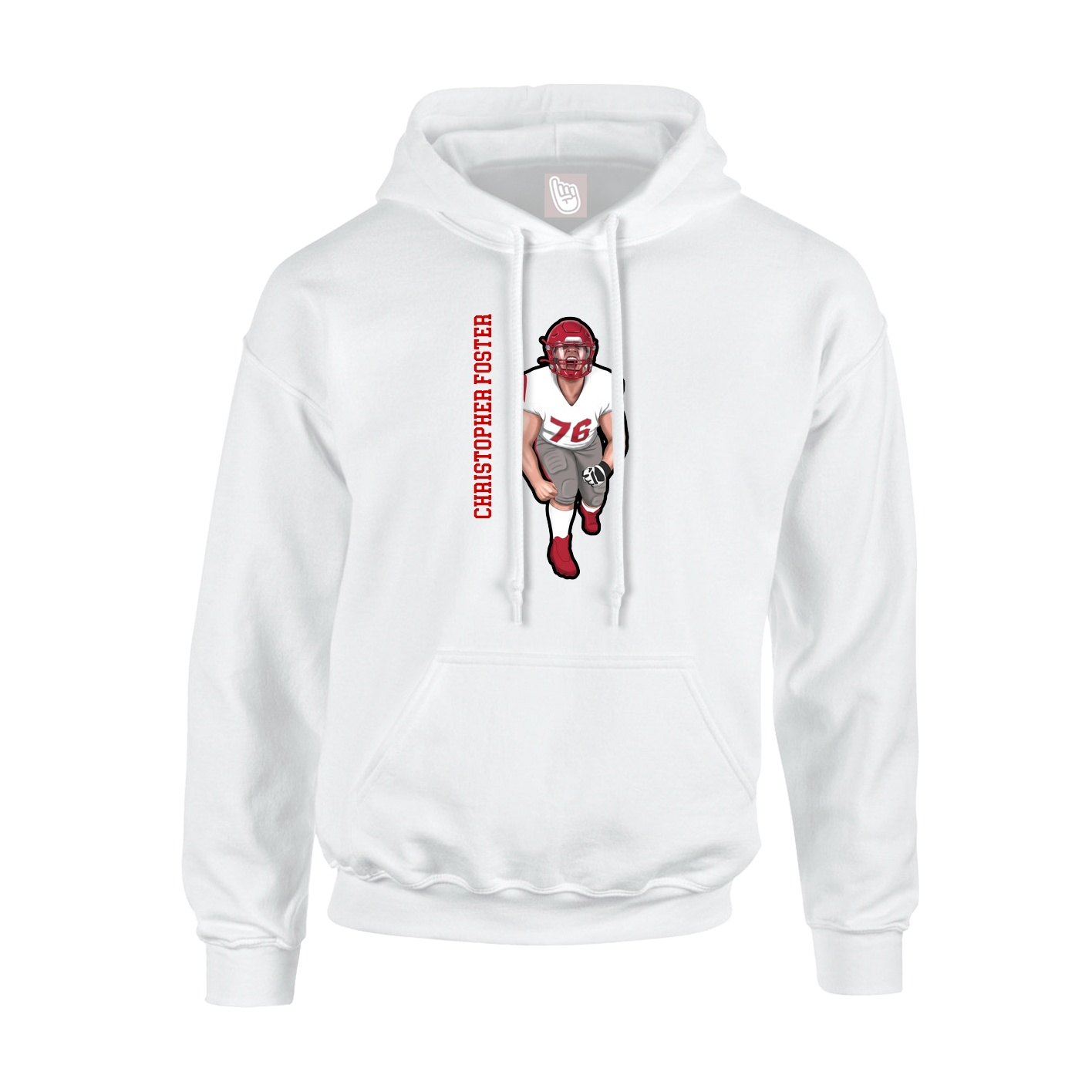 Youth Hoodie — Name Vertical in White