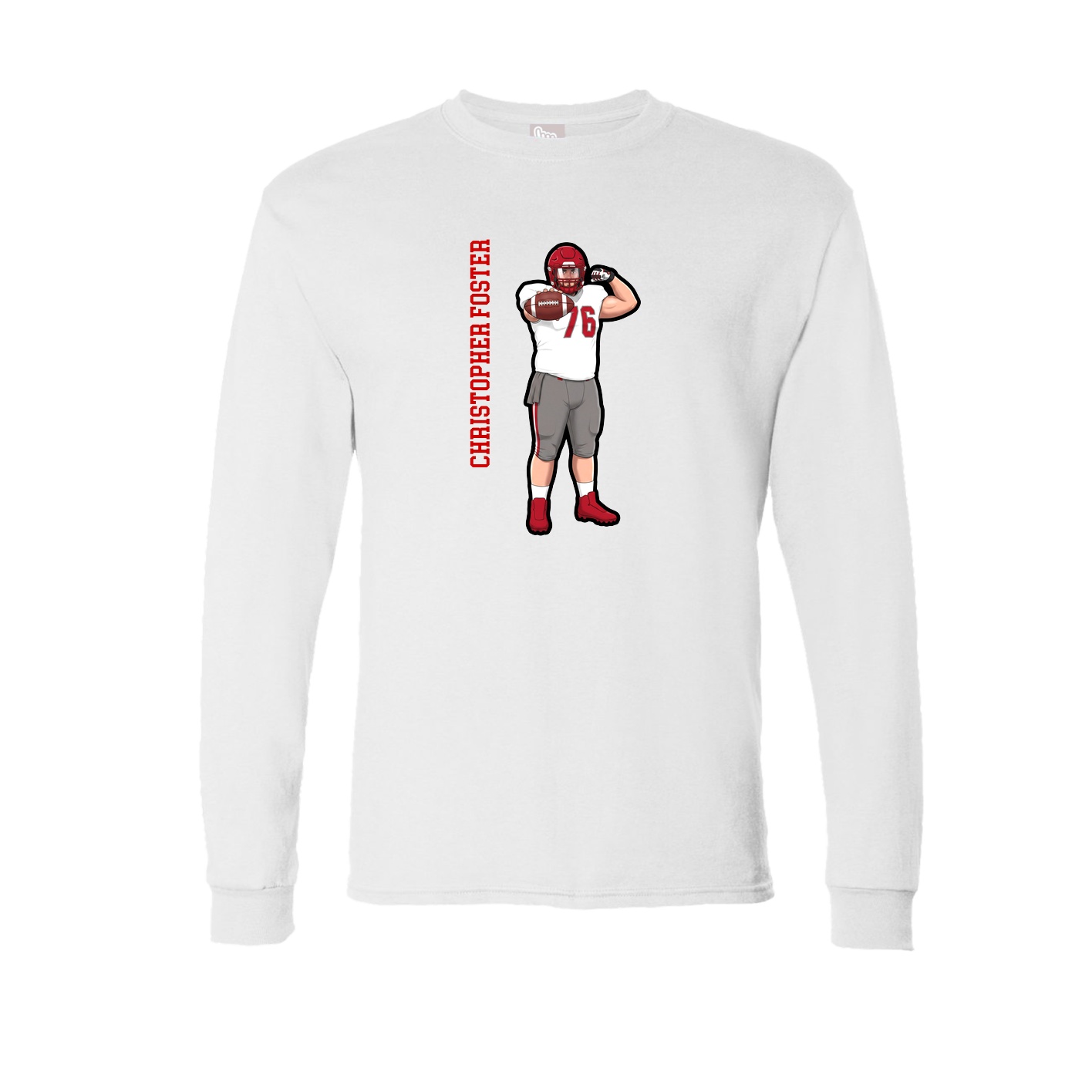 Long Sleeve Tee — Name Vertical in White