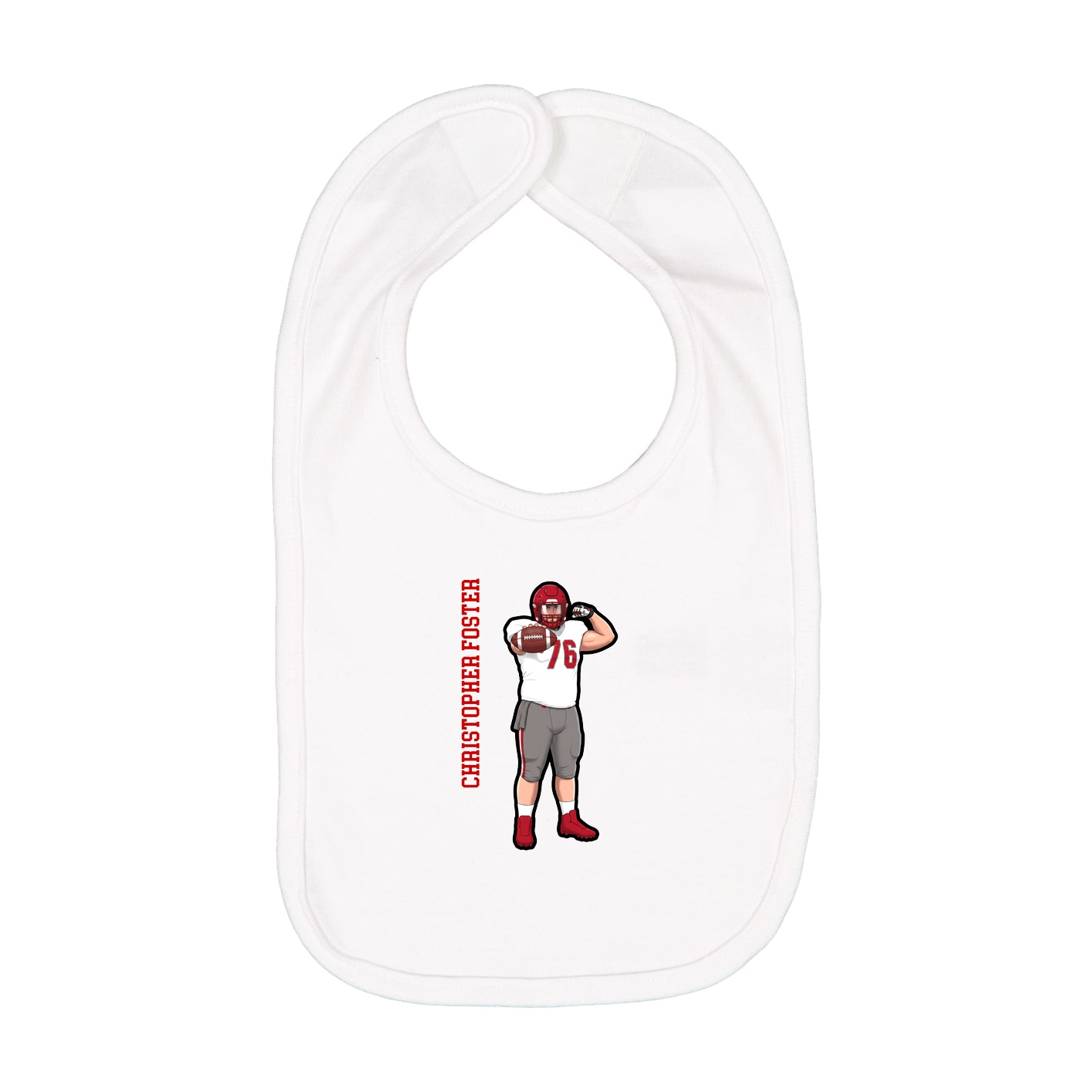 Infant Bib — Name Vertical in White