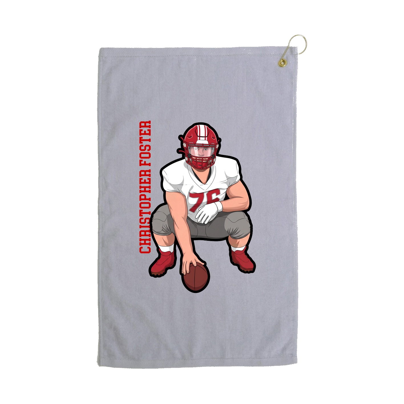Golf Towel — Name Vertical in Grey