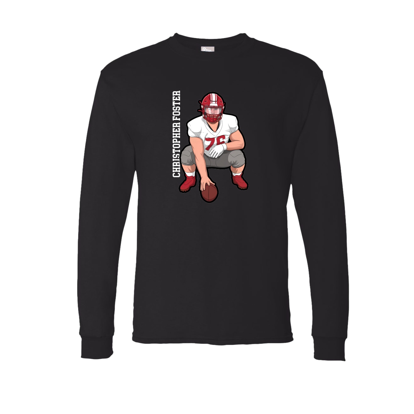 Long Sleeve Tee — Name Vertical in Black