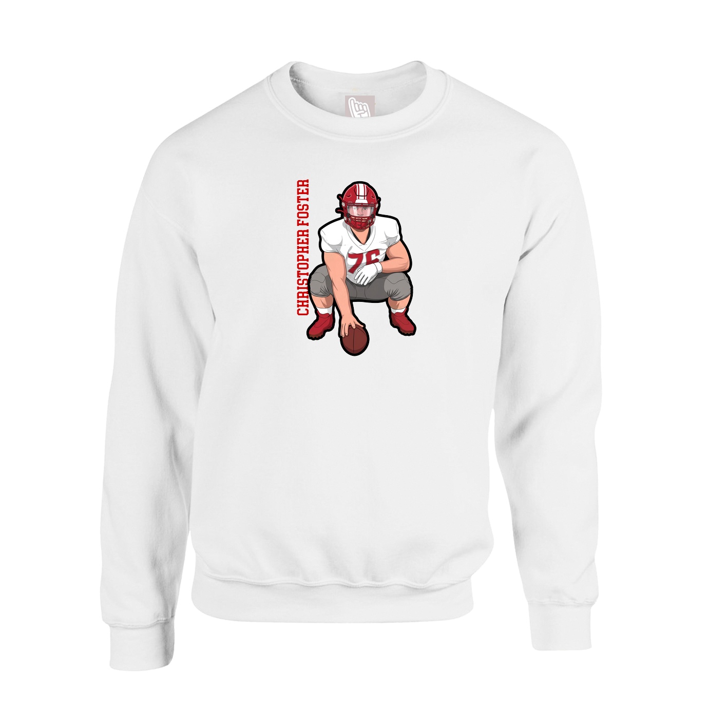 Fleece Crew — Name Vertical in White