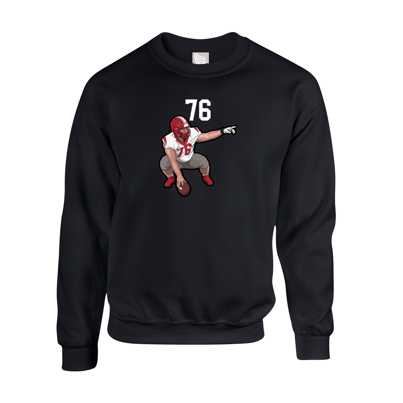 Fleece Crew — Number Top in Black