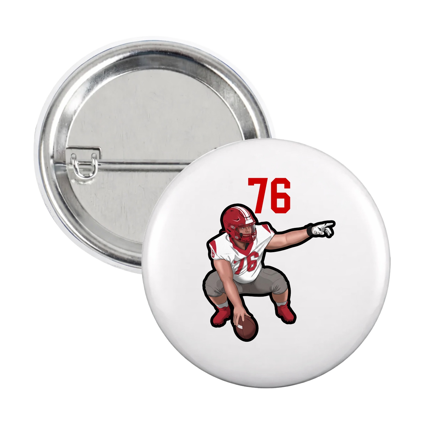 Game Day Button — Number Top in White