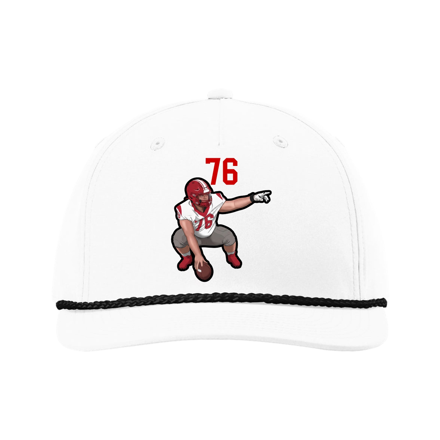 Five-Panel Classic Rope Cap — Number Top in White