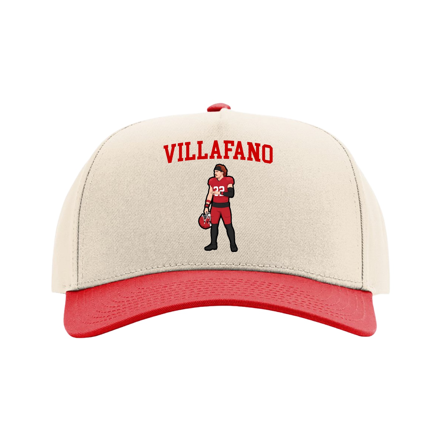 Full Fabric Five-Panel Champ Cap — Shirsey in Cream/Red