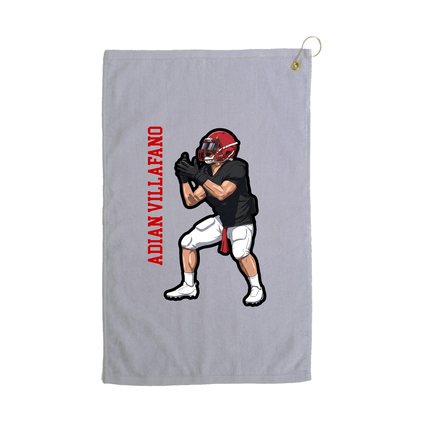 Golf Towel — Name Vertical in Grey