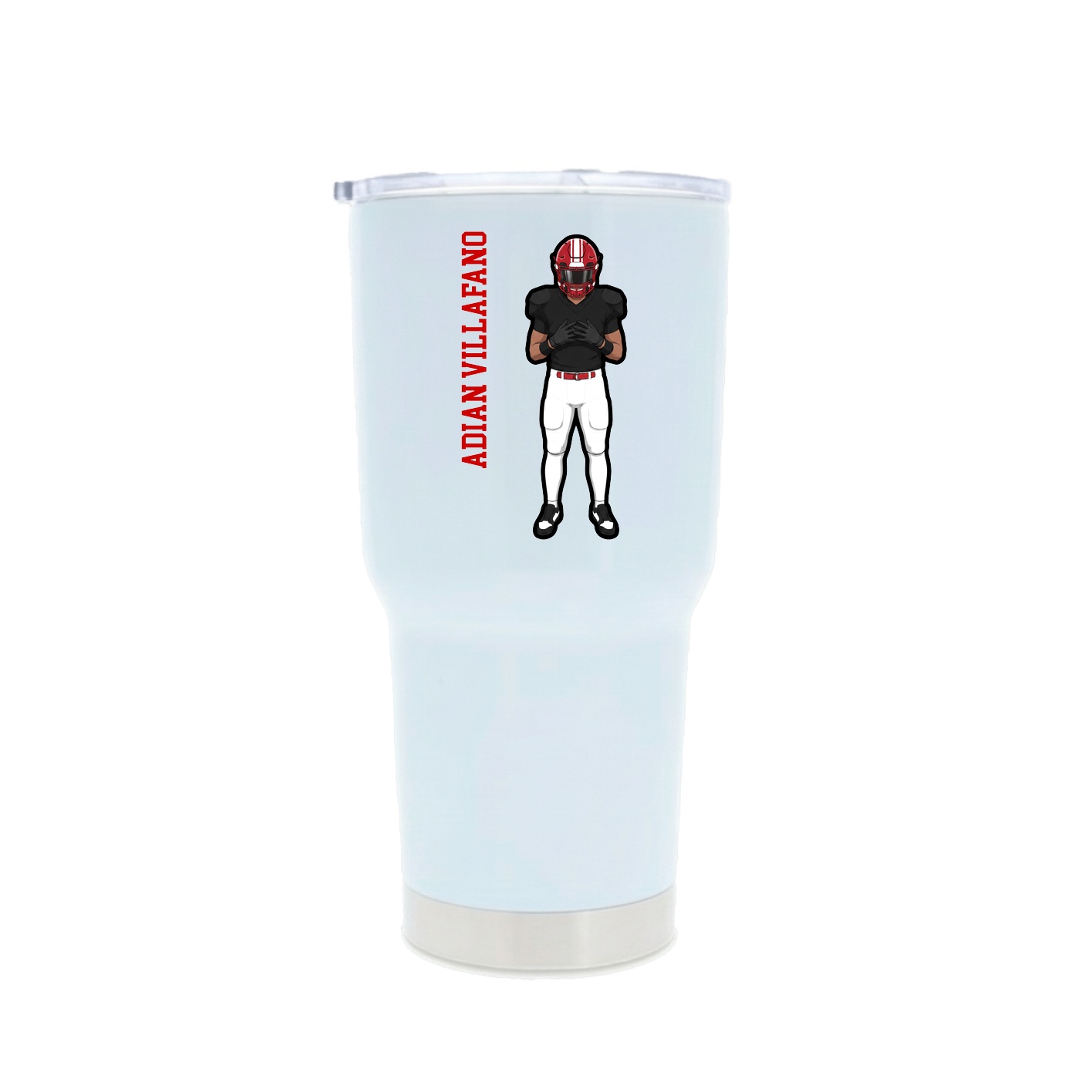 30oz Stainless Steel Tumbler — Name Vertical in White