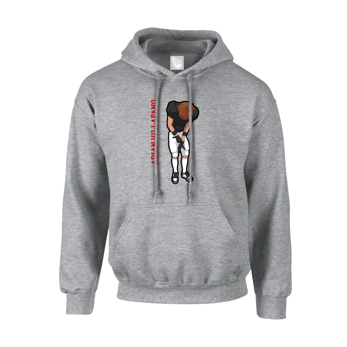 Youth Hoodie — Name Vertical in Grey
