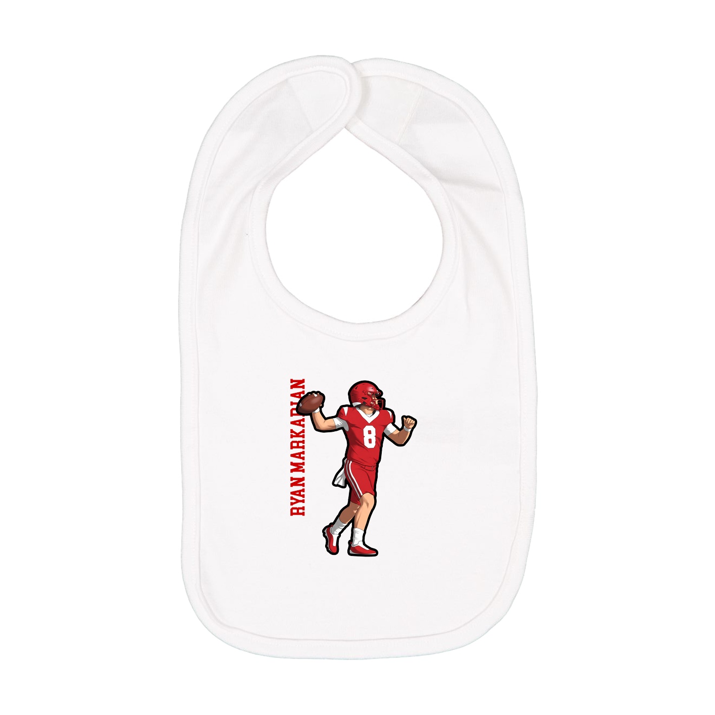 Infant Bib — Name Vertical in White