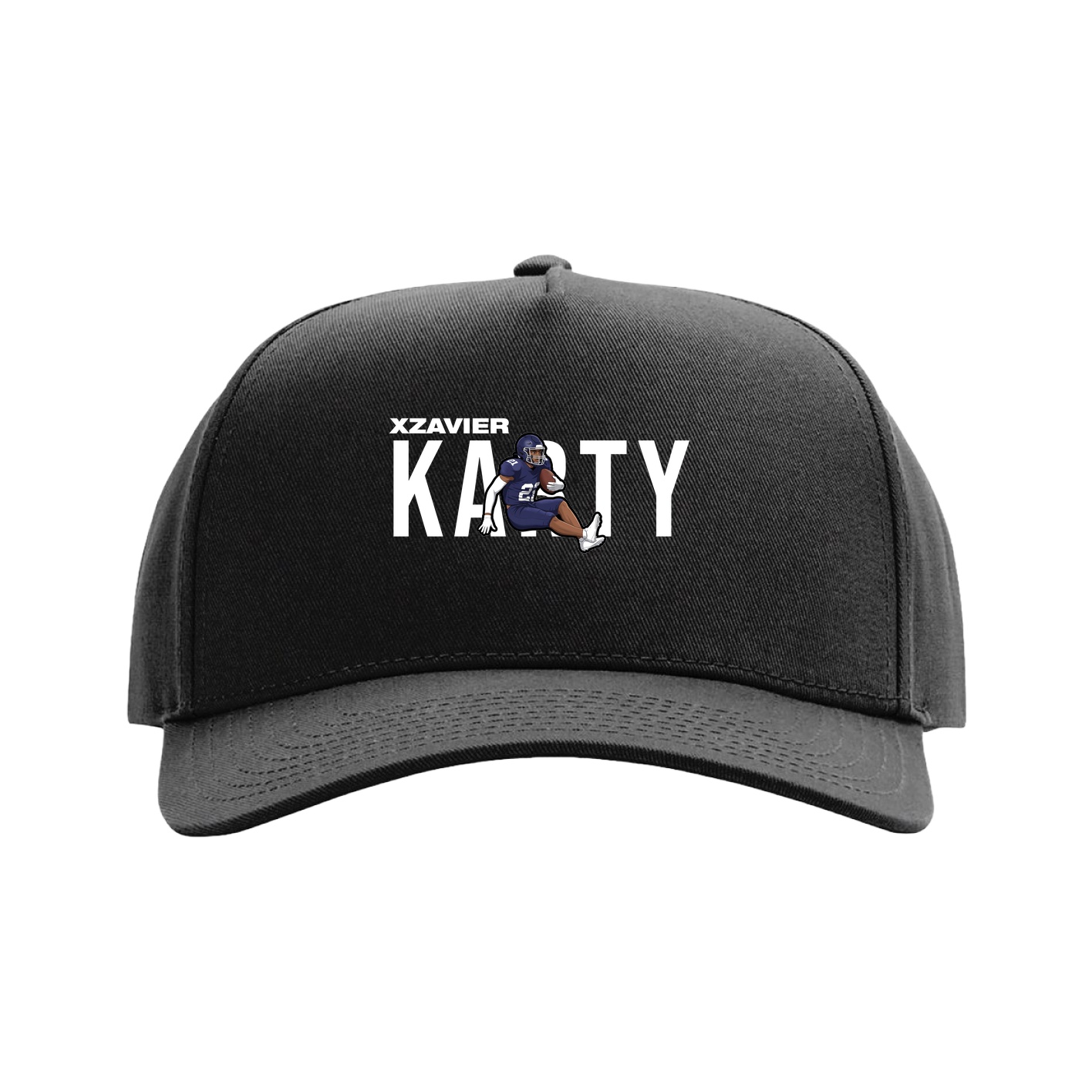 Full Fabric Five-Panel Champ Cap — Player Name in Black