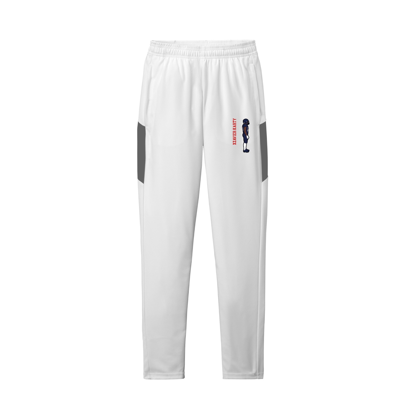 Team Travel Pant — Name Vertical in White/Grey
