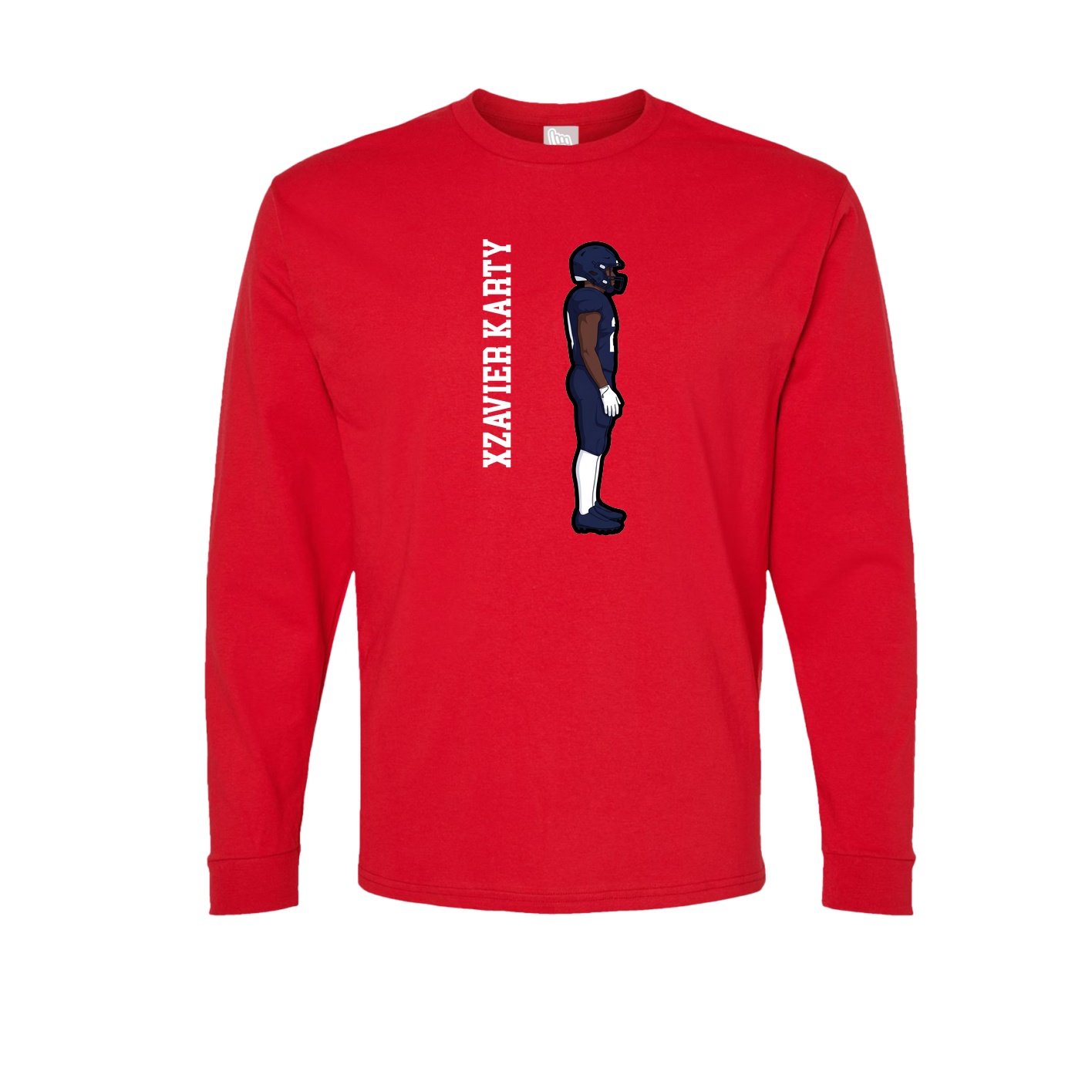 Long Sleeve Tee — Name Vertical in Red