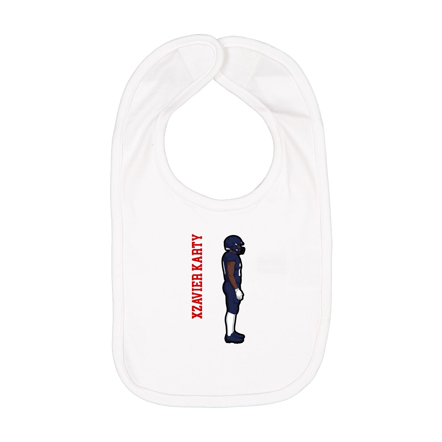 Infant Bib — Name Vertical in White