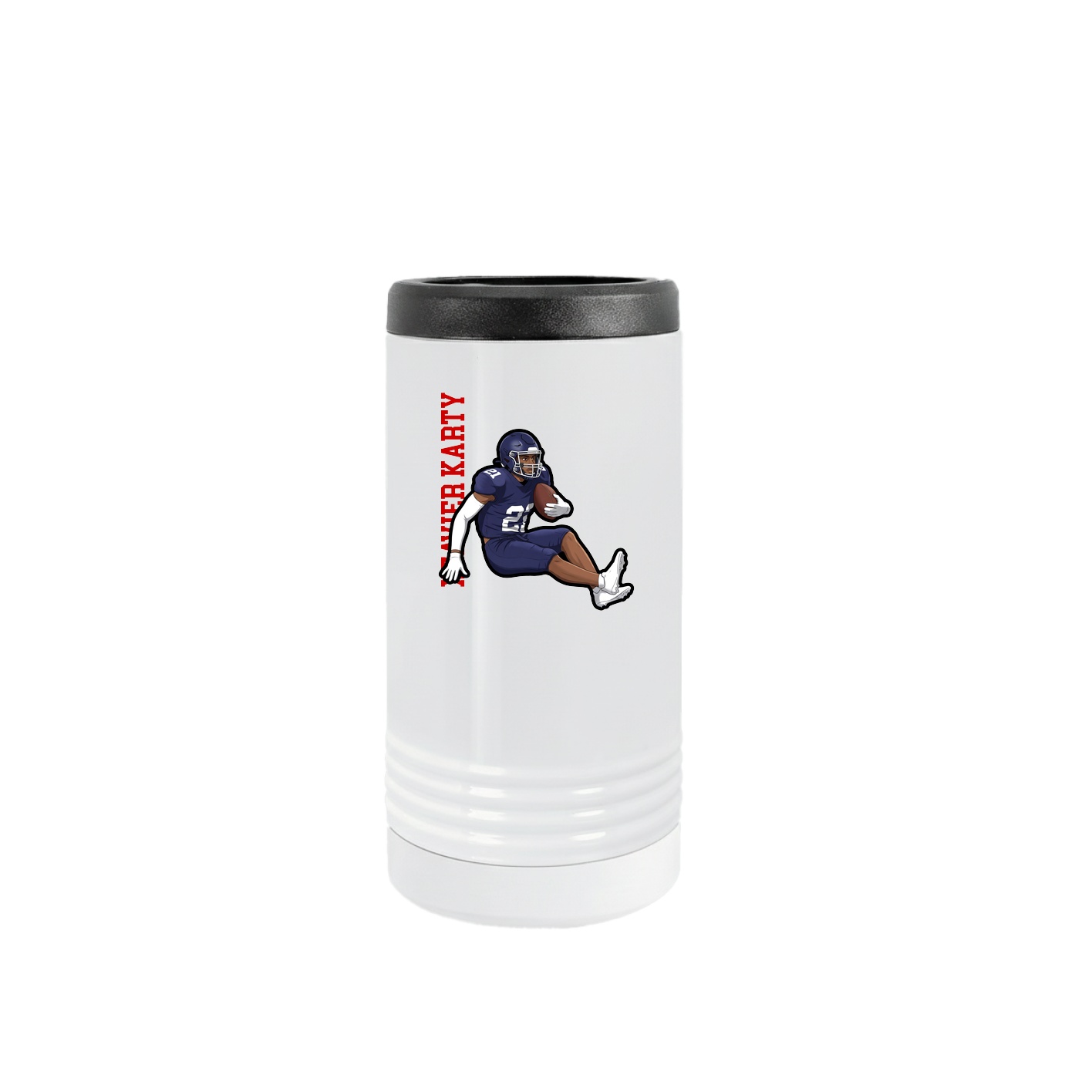 Slim Beverage Holder — Name Vertical in White