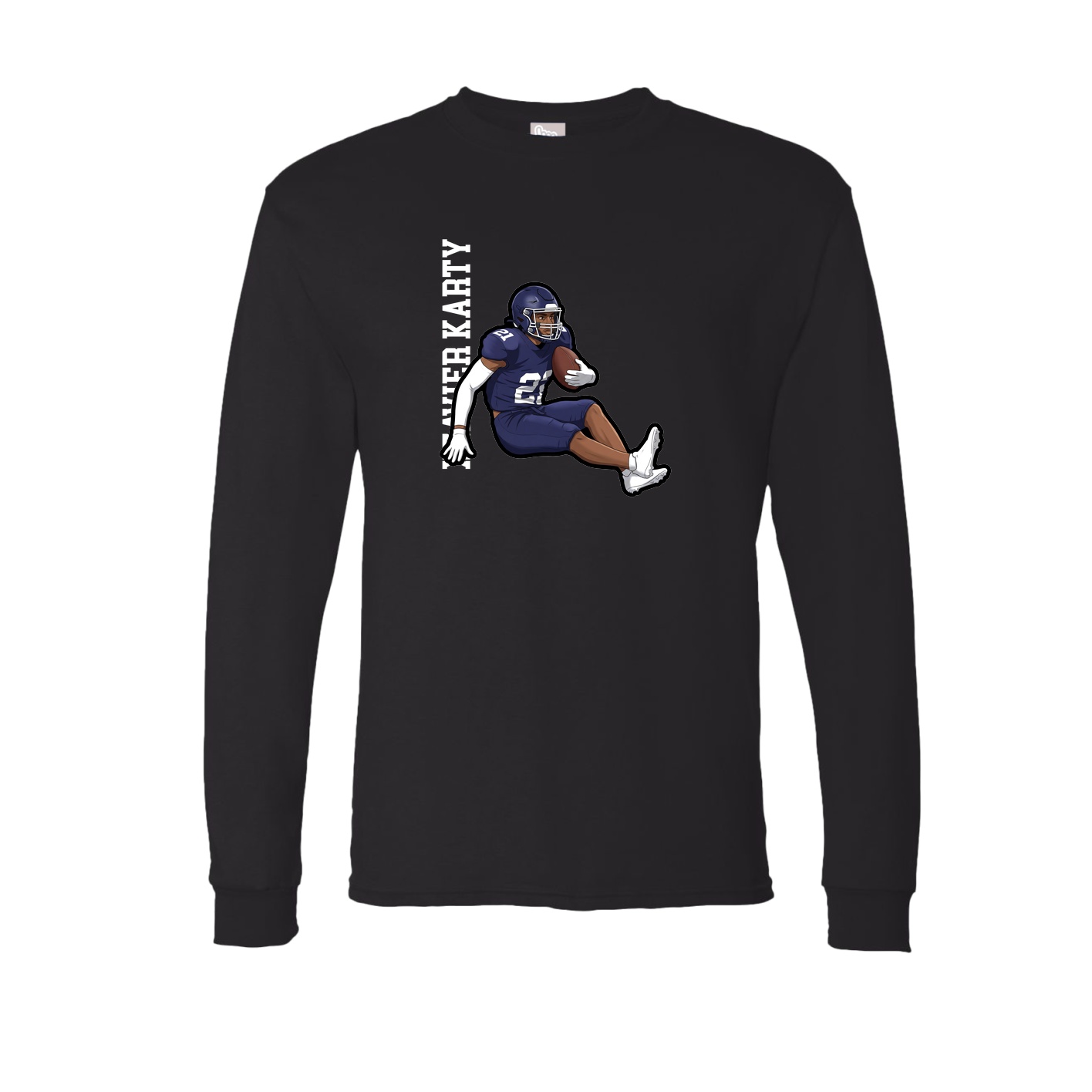 Long Sleeve Tee — Name Vertical in Black